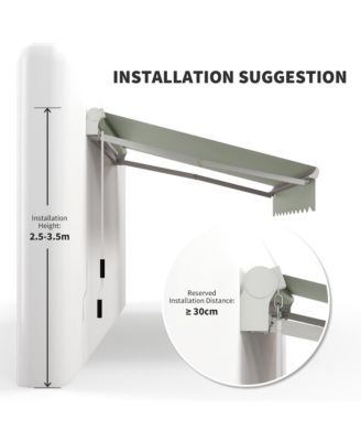 8' x 7' Patio Retractable Awning, Manual Exterior Sun Shade,