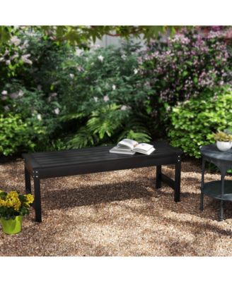 47" HDPE Outdoor Bench, Backless Slatted Garden Bench Seat,