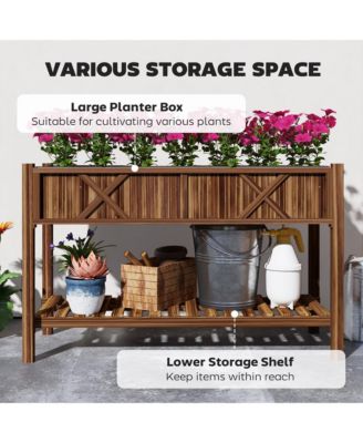 Elevated Wood Garden Bed, 47 x 22 x 31.5in Flower Box,