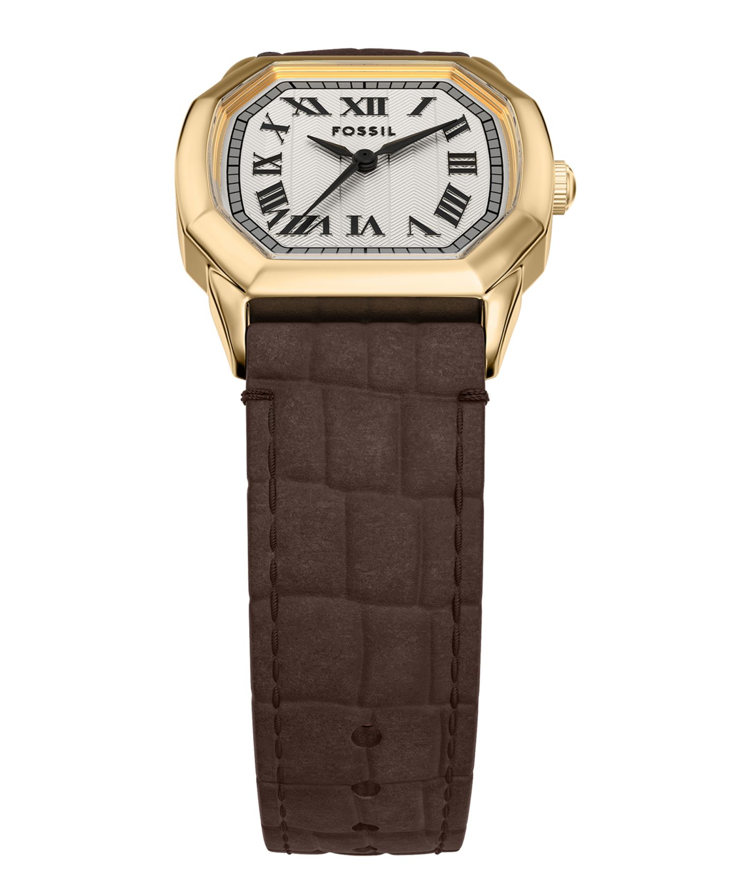 Женские часы Fossil Harlow Three-Hand Brown Croco Leather Watch, 27mm — фото 5