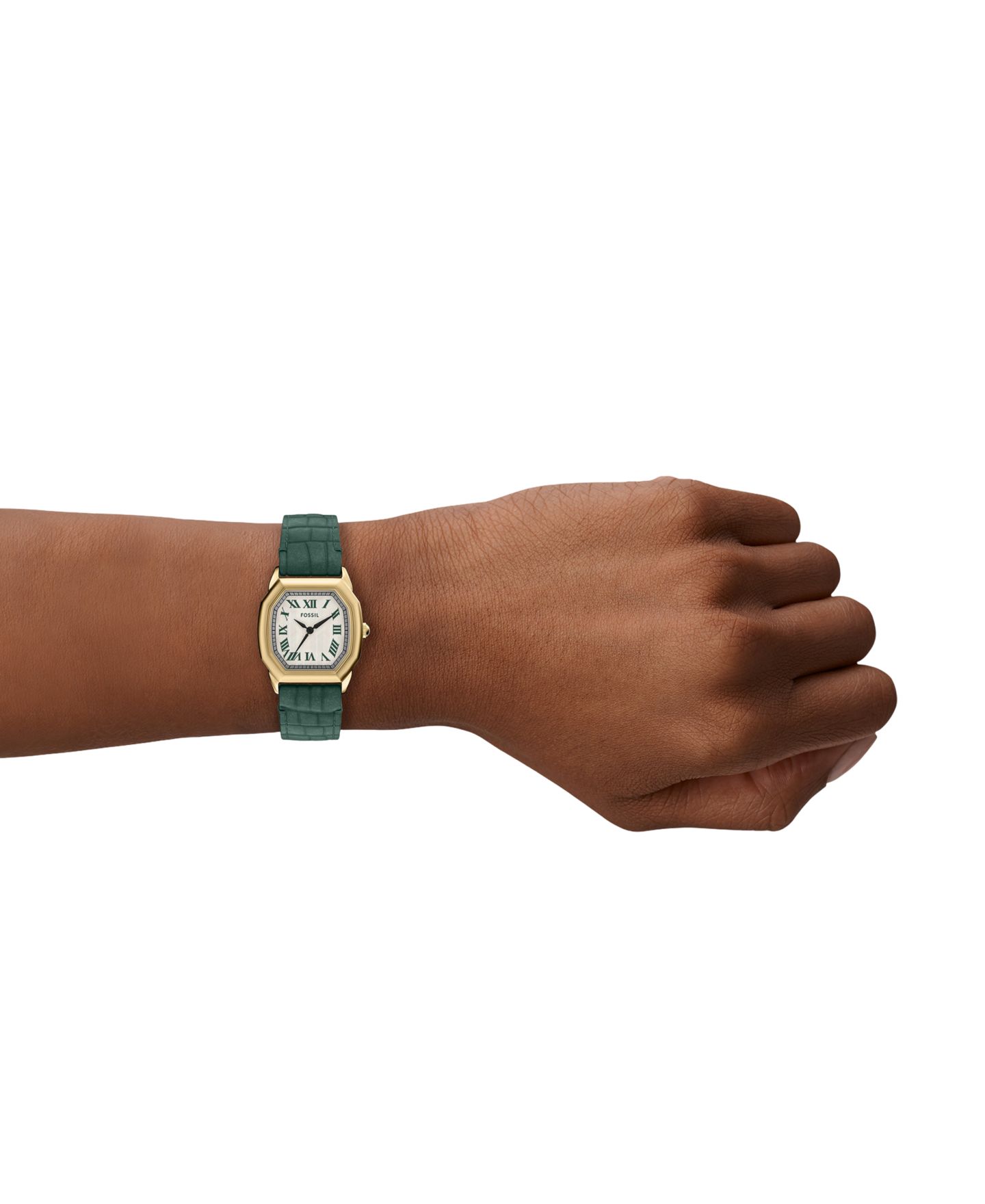 Женские часы Fossil Harlow Three-Hand Green Croco Leather Watch, 27mm — фото 8