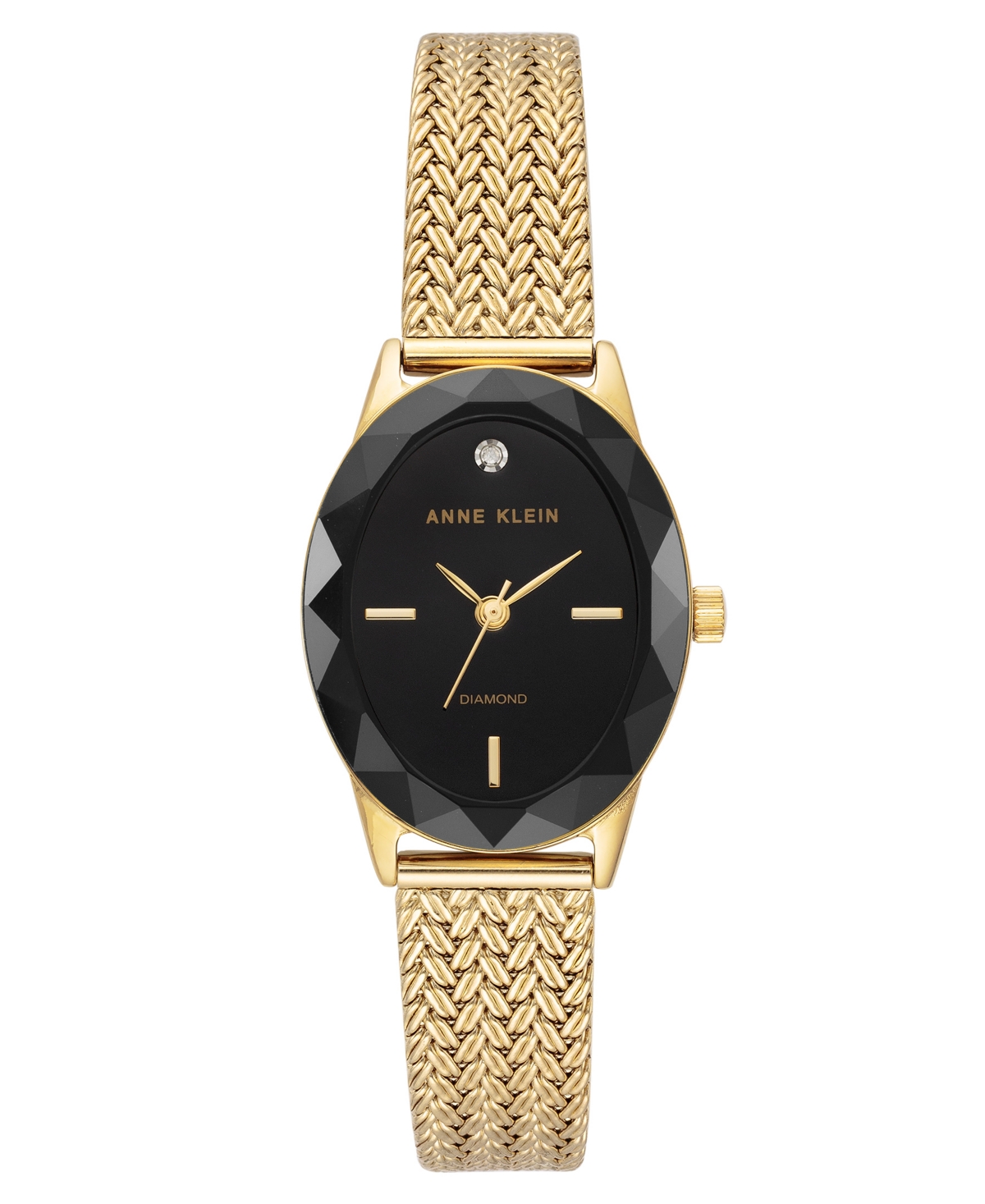 Women's Quartz Enduring Gold-Tone Stainless Steel Mesh Watch, 24mm - Black, Gold-Tone