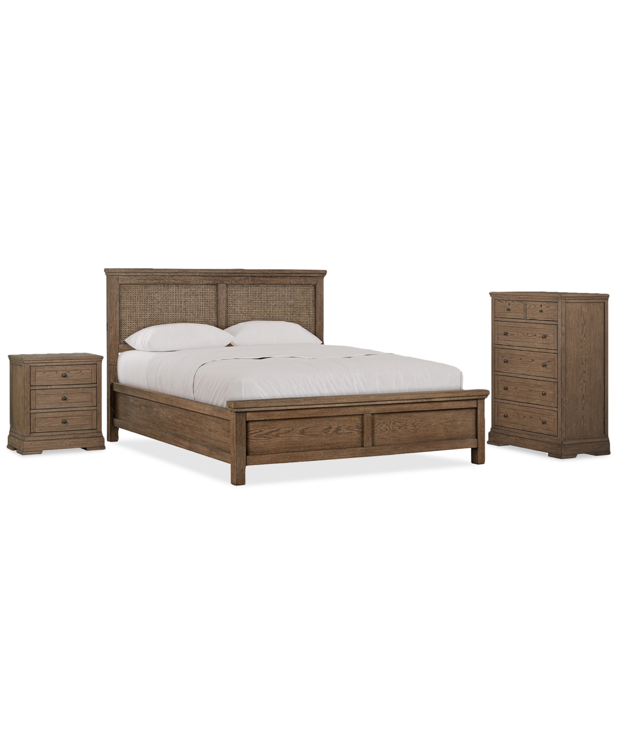 Macy's Alverton 3 Pc. King Cane Set (bed, Chest & 3-drawer Nightstand, Created For . In Transparent