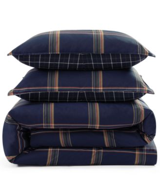 Beacon Plaid Cotton 3-Piece Comforter Set, Full/Queen