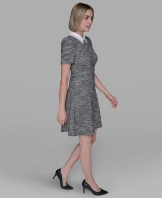 Women's Collared Tweed A-Line Dress