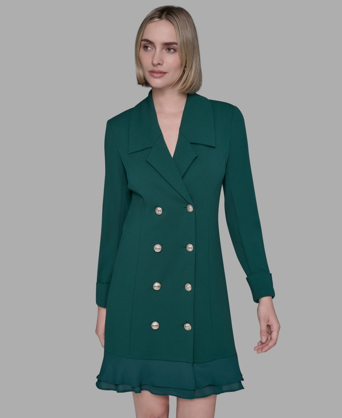 Karl Lagerfeld Women's Chiffon-hem Blazer Dress In Green