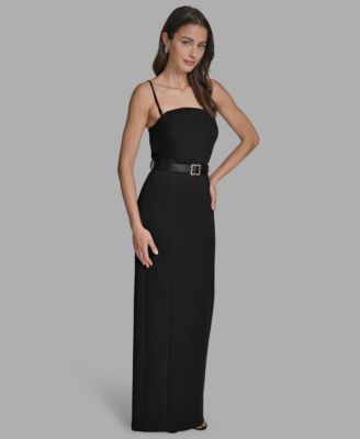 Scuba Women's Strapless Belted Maxi Dress