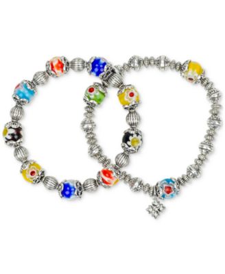 Patricia Nash - Beaded Silver-Tone Two-Strand Stretch Bracelet Set