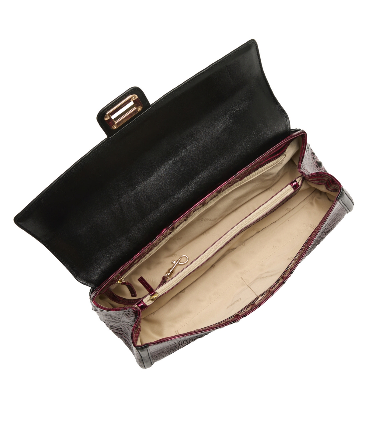 Brahmin Dayan Small Leather Towers Satchel In Burgundy