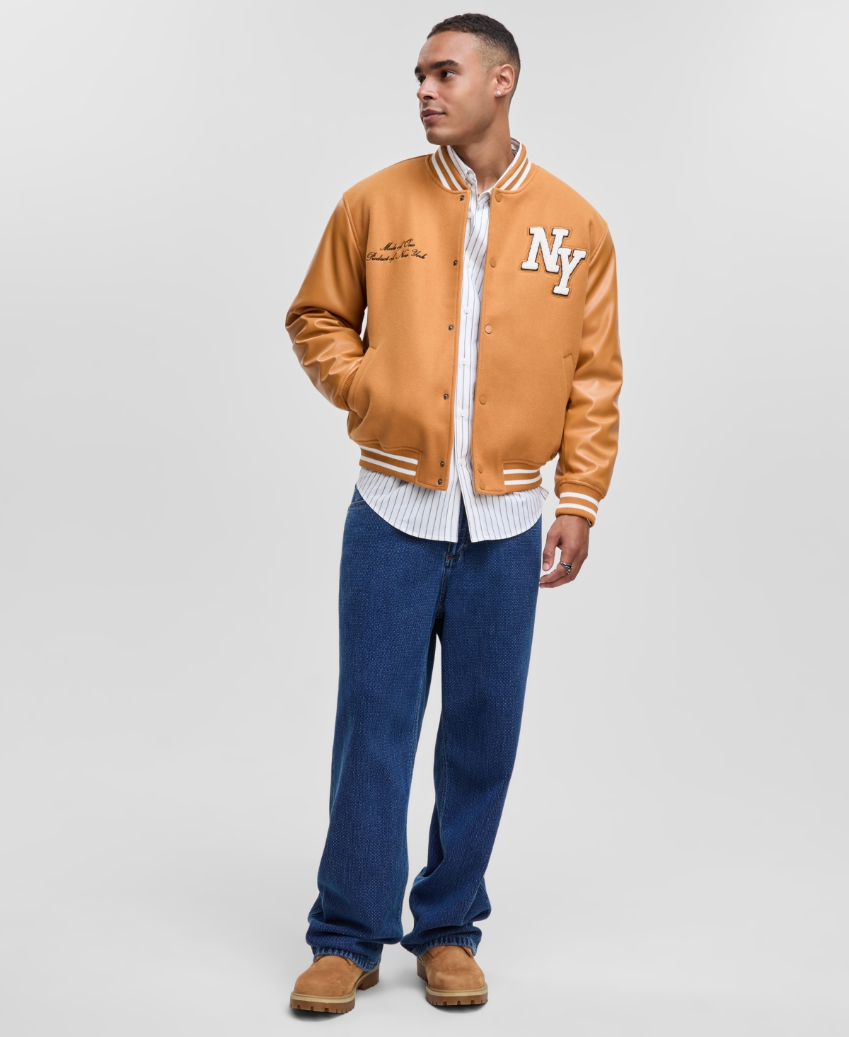 Mode Of One Men's Destination Varsity Jacket, Macy's Exclusive In Brown
