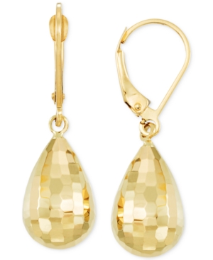 image of Mirror-Cut Teardrop Drop Earrings in 14k Gold