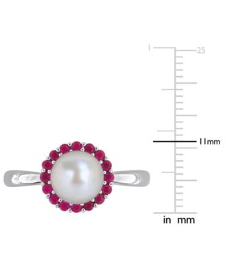 Cultured Freshwater Pearl (7-7.5mm) & Ruby (1/3 ct. t.w.) Ring in Sterling Silver