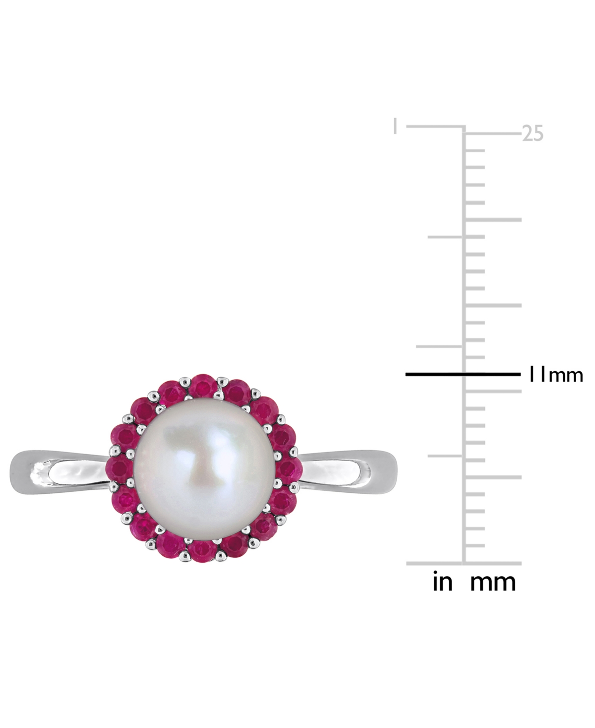 Macy's Cultured Freshwater Pearl (7-7.5mm) & Ruby (1/3 Ct. T.w.) Ring In Sterling Silver In Pink
