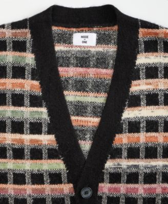 Men's Boxy-Fit Plaid V-Neck Cardigan, Macy's Exclusive