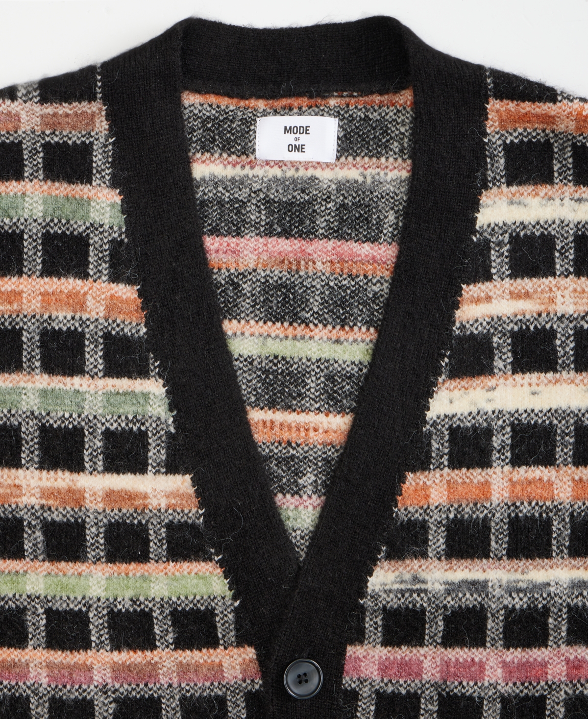 Mode Of One Men's Boxy-fit Plaid V-neck Cardigan, Macy's Exclusive In Black