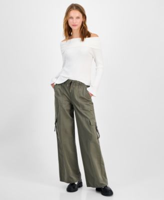 Juniors' Drawstring Cargo Utility Pants