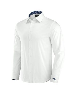 Men's White New England Patriots Man-In-Motion Long Sleeve Button-Up Dress Shirt