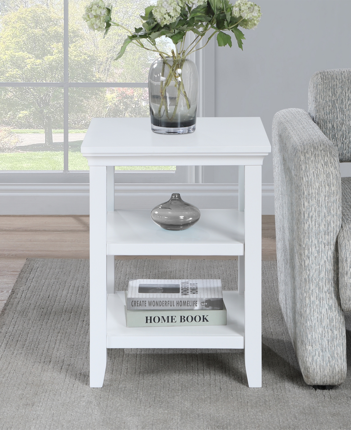 Convenience Concepts 18" Wood Tribeca End Table In White
