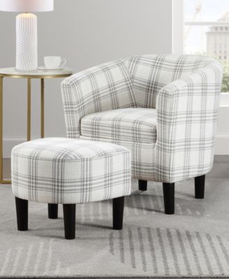26.25" Polyester Take a Seat Churchill Accent Chair with Ottoman