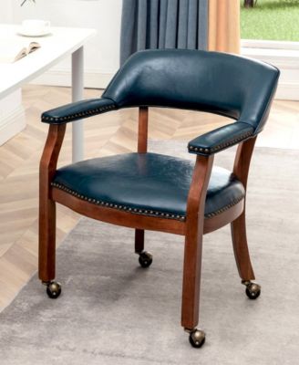 26.25" Faux Leather Take a Seat Dillon Armchair with Wheels