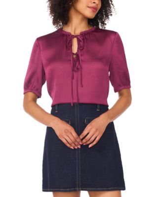 Vince Camuto - Women's Solid-Color Short-Sleeve Blouse