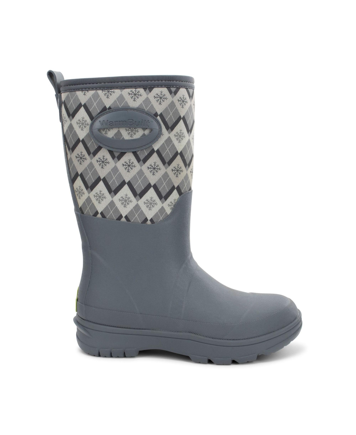 Womens Argyle Faux Fur Neoprene Mid Cold Weather Boot - Gray