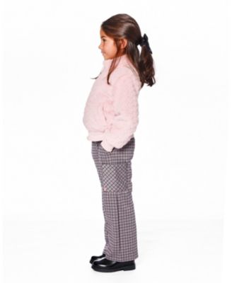 Toddler Girls Jacquard Knit Flare Pants with Houndstooth Pattern - Toddler|Child