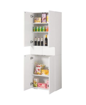 Multi-Functional Kitchen Pantry Cabinet 66-Inch with 4 Doors, Adjustable Shelves and Drawer for Freestanding Storage