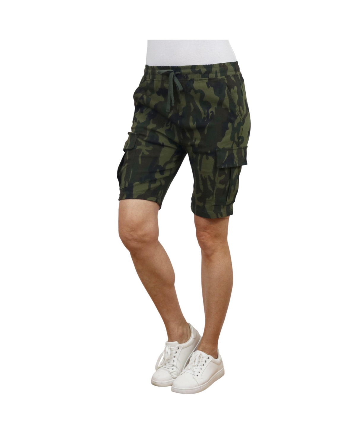 Women's Loose Fit Super Flex Stretch Cargo Jogger Shorts - Stone