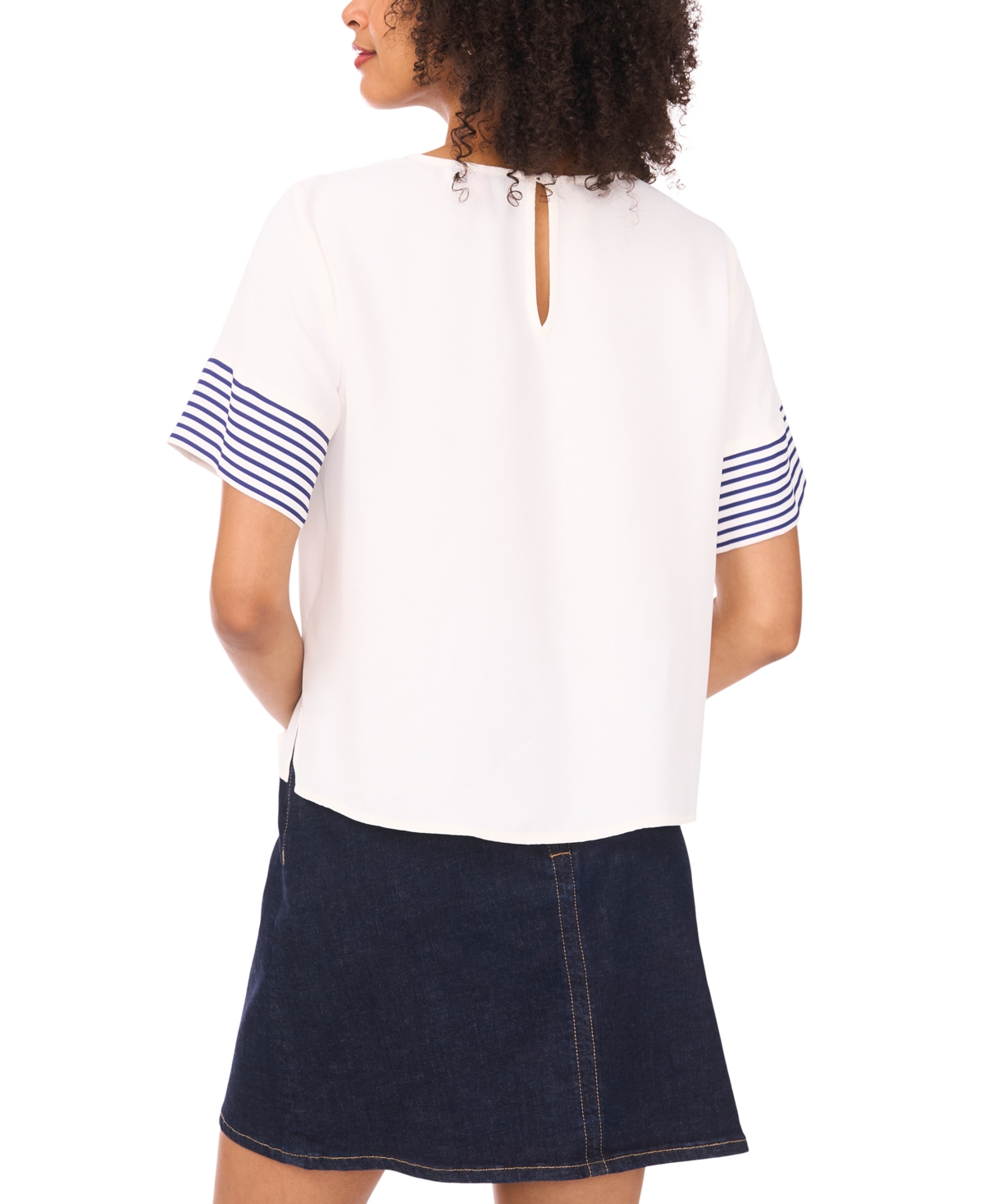 Vince Camuto Stripe Sleeve Top In White