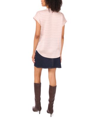 Women's Printed V-Neck Short-Sleeve Blouse