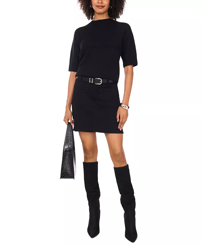 Women's Cozy Mock Neck Short-Sleeve Sweater - thumbnail 2