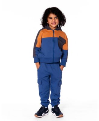 Boy Fleece Sweatpants with Cargo Pockets Blue - Child