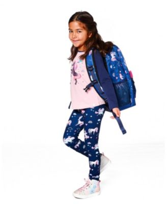 Girl Stretch Jersey Leggings Navy Unicorn Print - Toddler|Child