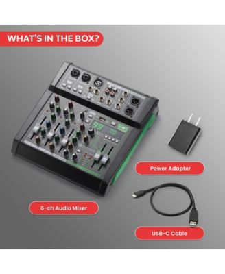 6-Ch. Audio Sound Mixer - Bluetooth Studio Mixer - DJ Controller Audio Mixing Console