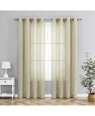2 Pack Lux Thread Premium Woven Grommet Top Sheer Curtain Panels - Spice