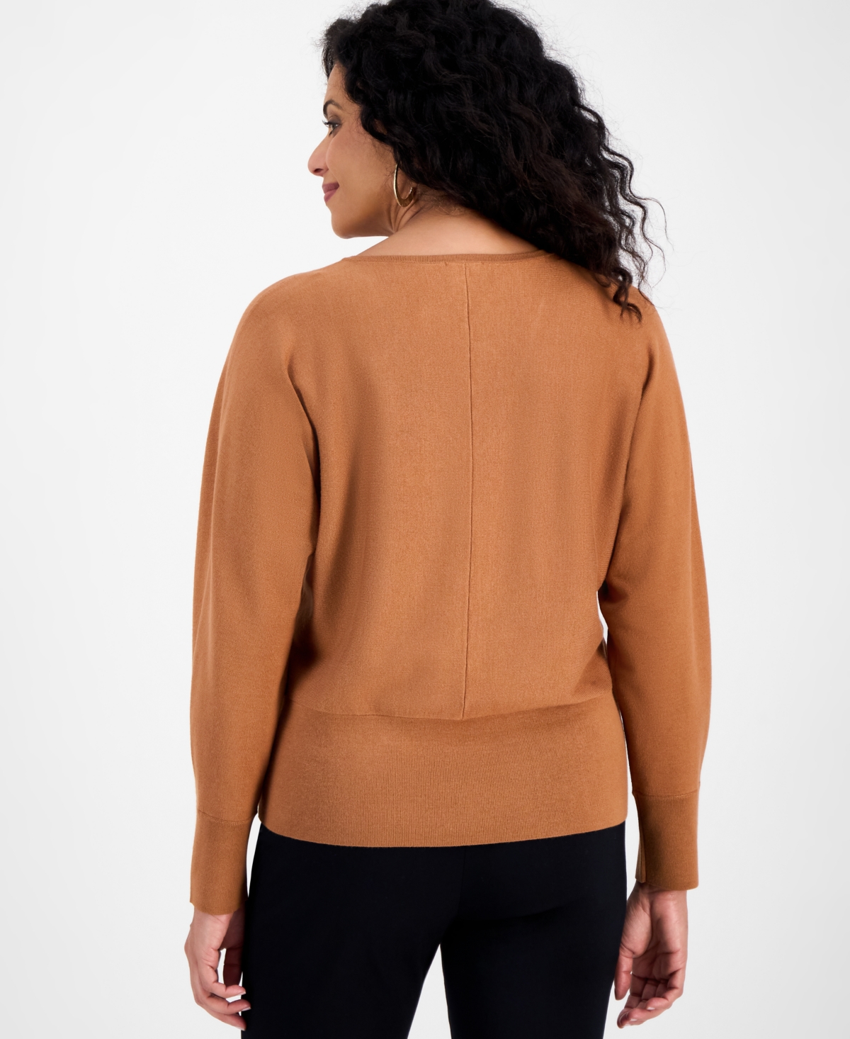 Jm Collection Petite V-neck Dolman-sleeve Sweater, Macy's Exclusive In Brown