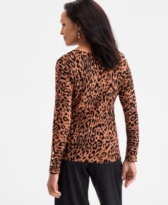 Petite Soft Spots Crewneck Long-Sleeve Sweater, Macy's Exclusive