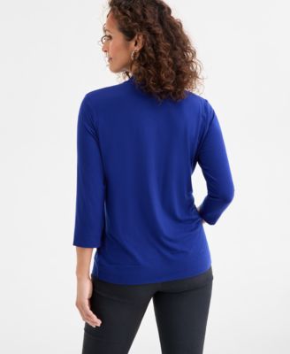 Women's Mock-Neck 3/4-Sleeve Top, Macy's Exclusive
