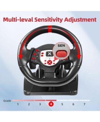 180°Gaming Racing Steering Wheel with Pedals & Dual Motors for PC, Xbox, PS4, Switch – Adjustable Height, Tilt, Vibration, Strong Fixation