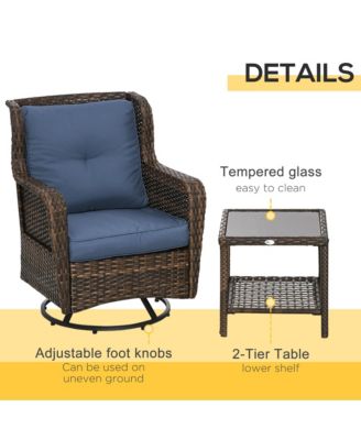 Patio Bistro Set, Rocking & 360° Rotation, Porch Furniture,