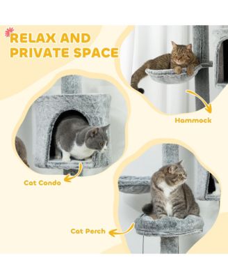 89"-100" Floor to Ceiling Cat Tree with Cat Perch & Condo,