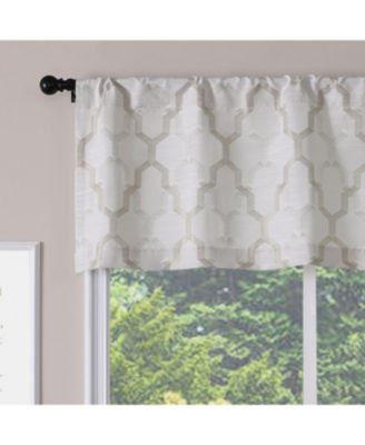 Living Shabby Trellis Clover Rod Pocket Window Curtain Valances - 56 in. W x 14 in. L, Turquoise