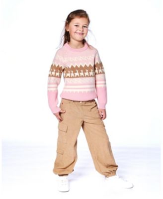 Big Girls Parachute Corduroy Pants with Cargo Pockets Light Pecan Brown