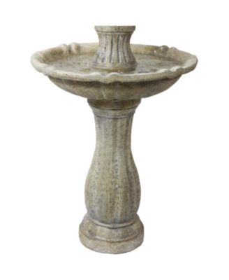 45" H Outdoor Arcade 2-Tier Solar Water Fountain with Battery Backup and LED Light