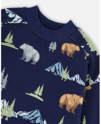 Boy Pullover Fleece Sweatshirt Navy Animal Print - Toddler|Child