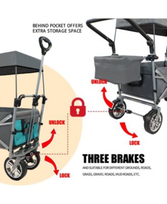 Push & Pull Utility Folding Wagon with Removable Canopy gray
