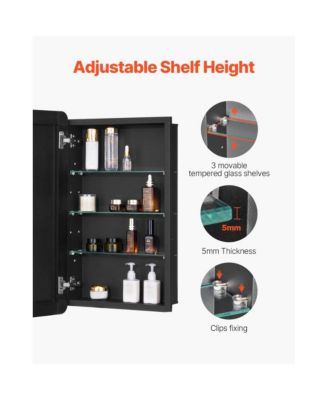 Mirror Medicine Cabinet with Adjustable Interior Shelves for Bathroom Organization