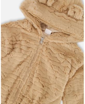 Girl Faux Fur Hooded Jacket Nougat - Toddler|Child