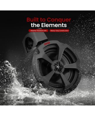 6.5'' Water-Resistant Marine Speakers + 2 Channel Amplifier + Wireless BT Audio Controller for Boat Stereo (1200W)